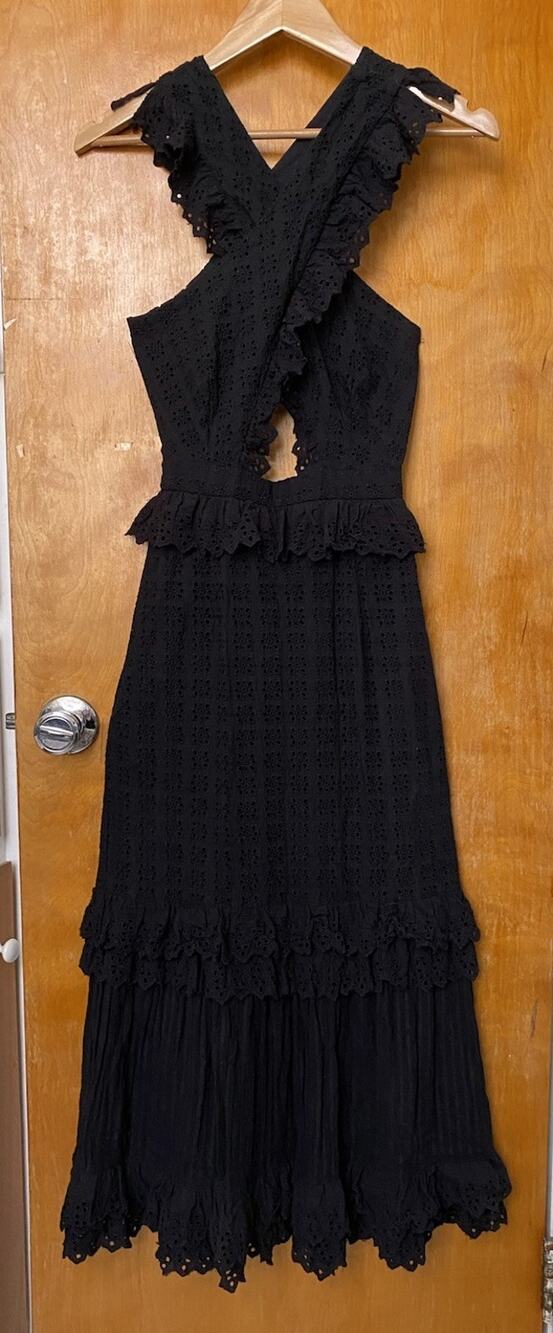 Alice McCall Everything She Wants Black Eyelet Lace Midi Dress Size US 2 AU 6